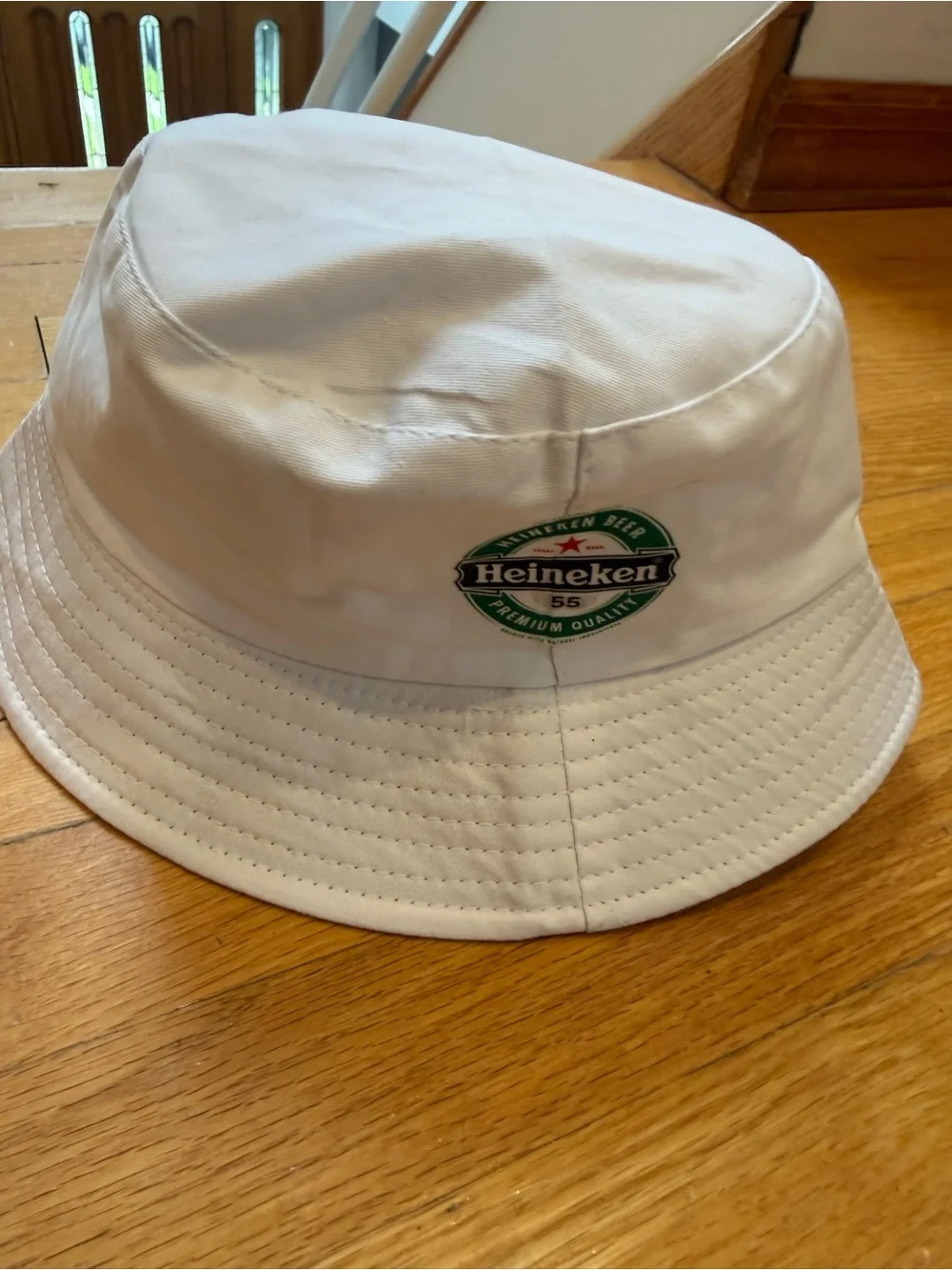 MO BETTA Kids White Bucket Hat with Purple Print